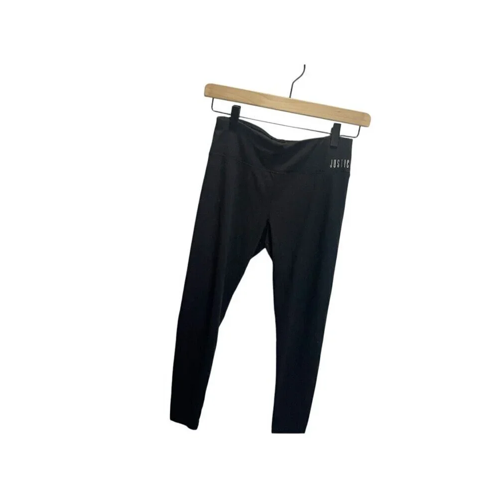 Justice Active Girls Black Leggings size 10 plus‎ Stretch Activewear